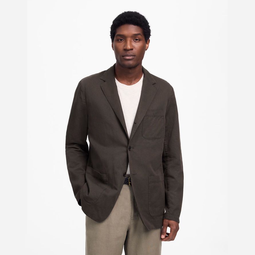 madewell unstrukturierten baumwoll-leinen-mischung herren-blazer-dark grey
