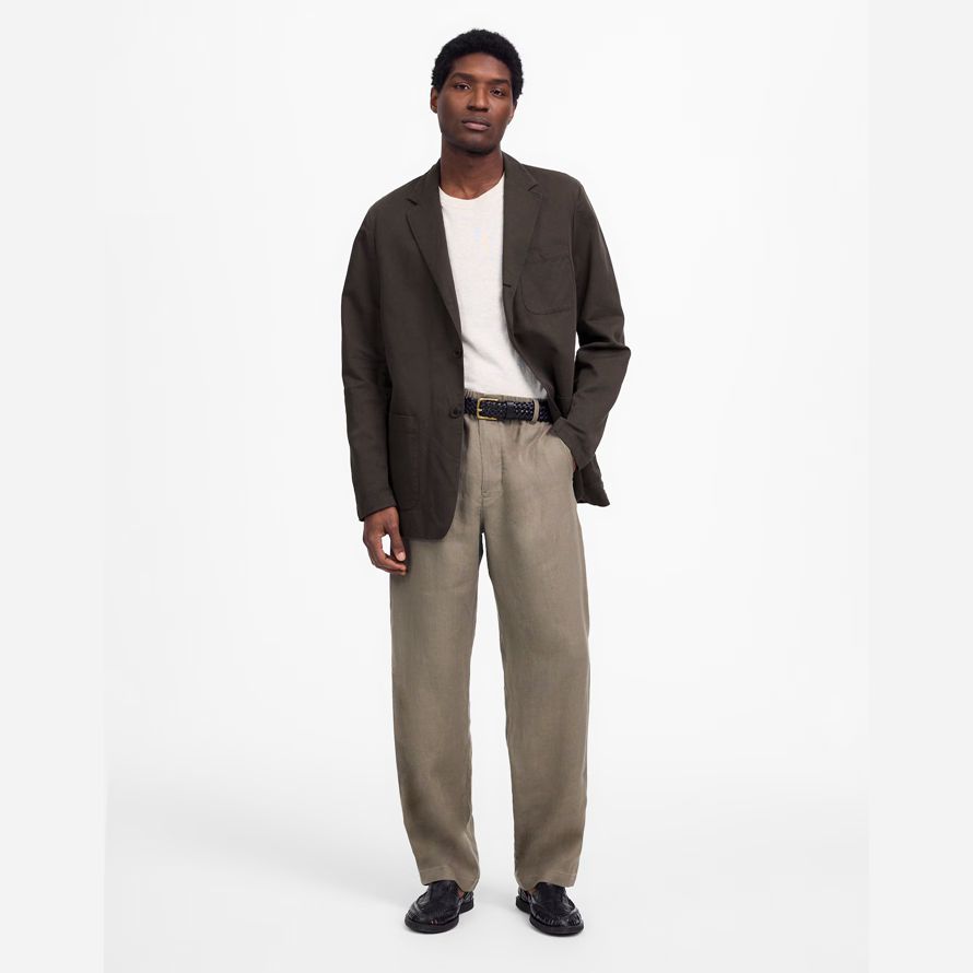 madewell unstrukturierten baumwoll-leinen-mischung herren-blazer-dark grey