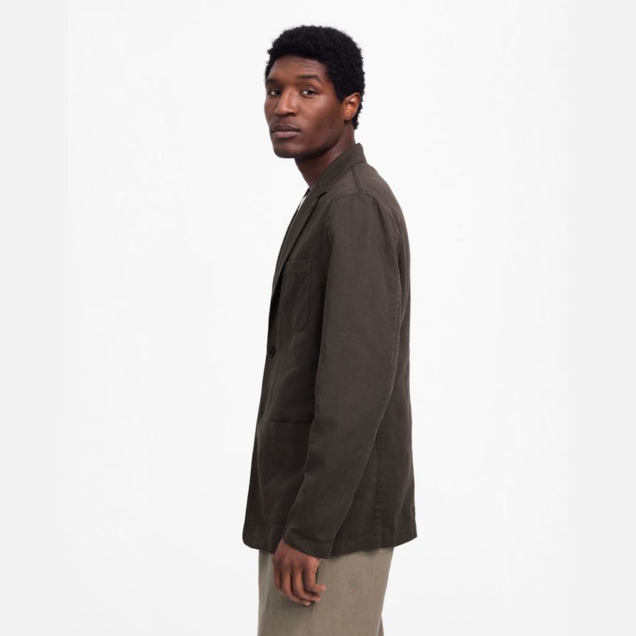 madewell unstrukturierten baumwoll-leinen-mischung herren-blazer-dark grey
