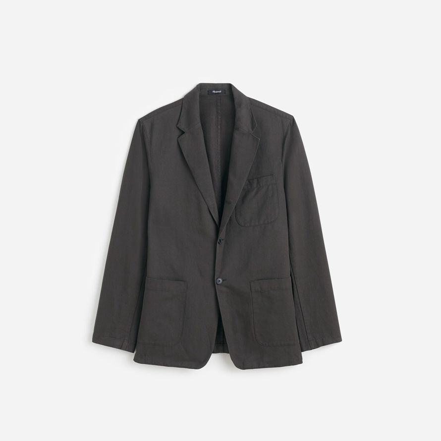 madewell unstrukturierten baumwoll-leinen-mischung herren-blazer-dark grey