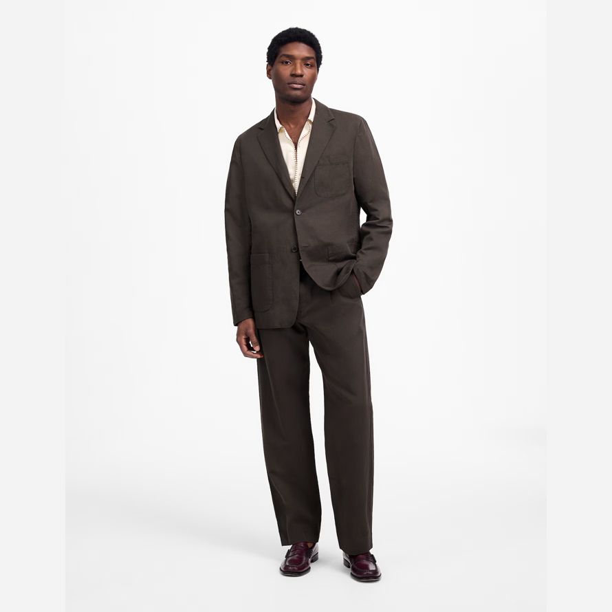 madewell unstrukturierten baumwoll-leinen-mischung herren-blazer-dark grey