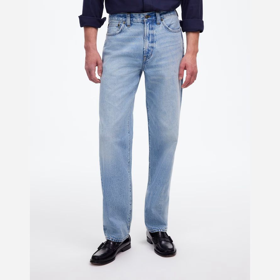 light blue mens madewell 1991 lose gerade jeans
