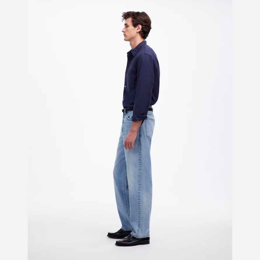 light blue mens madewell 1991 lose gerade jeans