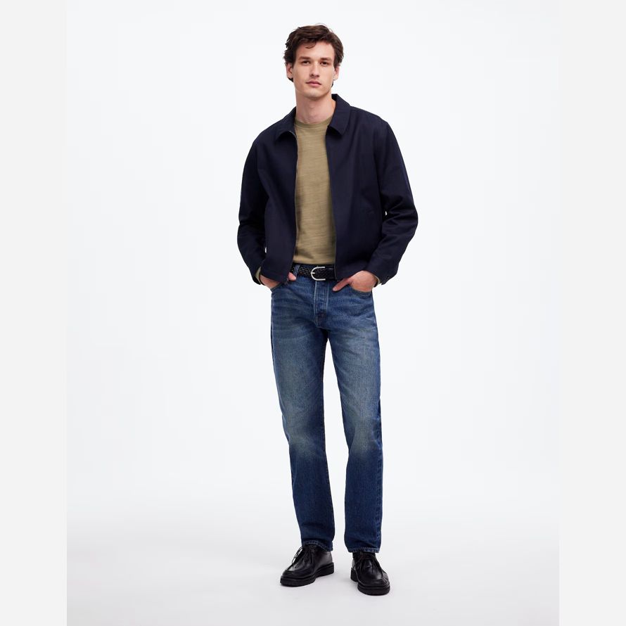blue mens madewell 1991 straight-leg selvedge jeans