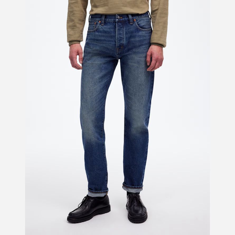 blue mens madewell 1991 straight-leg selvedge jeans