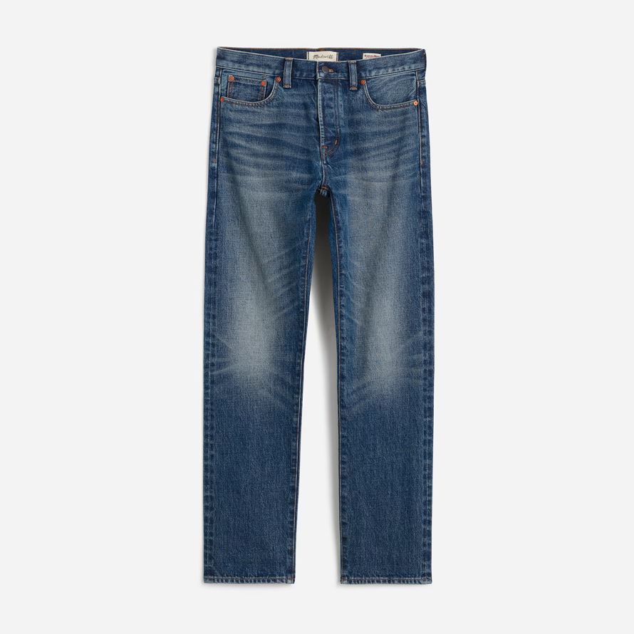 blue mens madewell 1991 straight-leg selvedge jeans