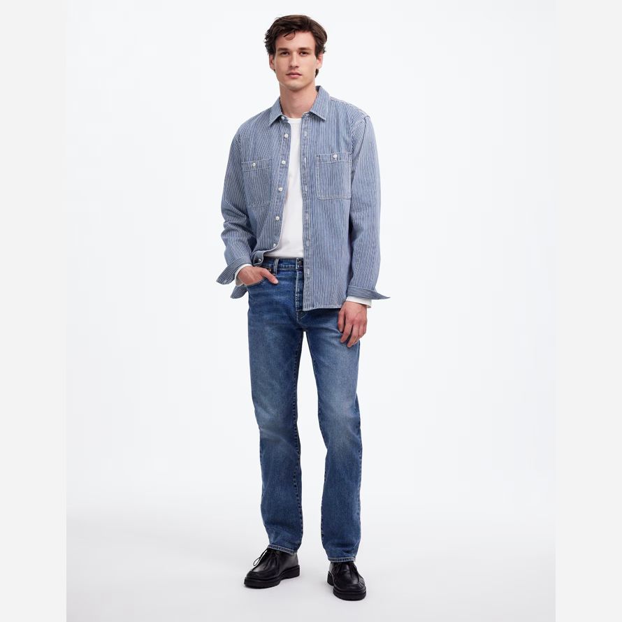 blue mens madewell 1991 straight-leg stretch selvedge jeans