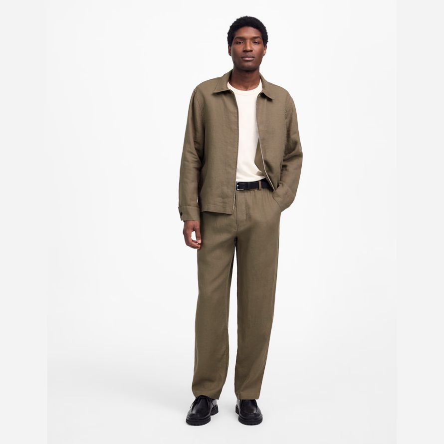 madewell linen pull-on herren hose khaki grün