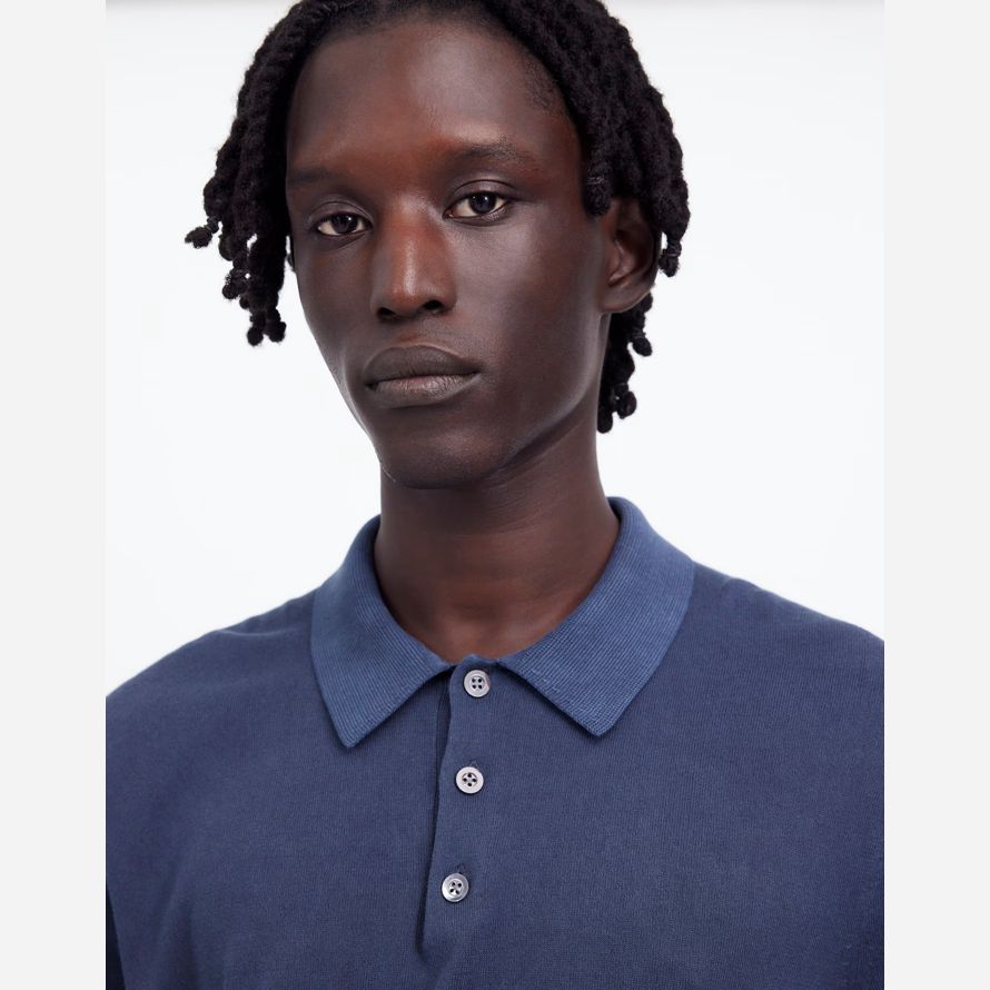 madewell navy drei-tasten-pullover herren polo