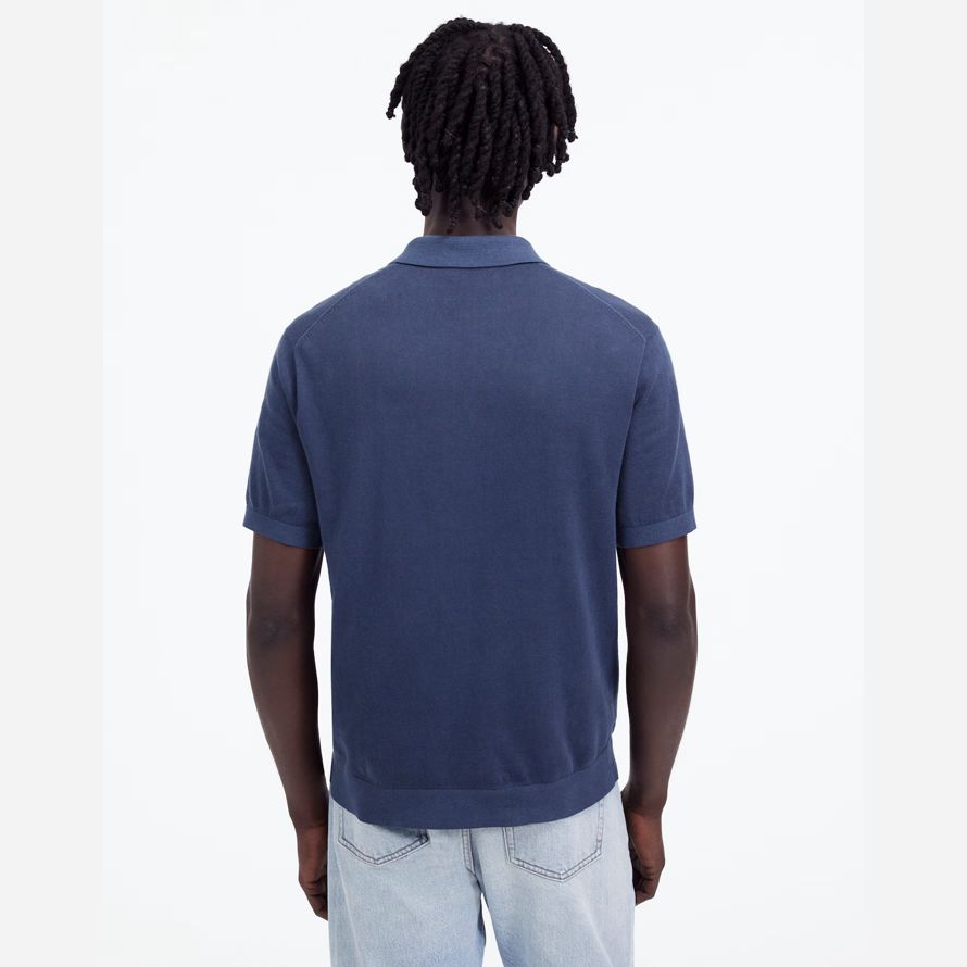 madewell navy drei-tasten-pullover herren polo