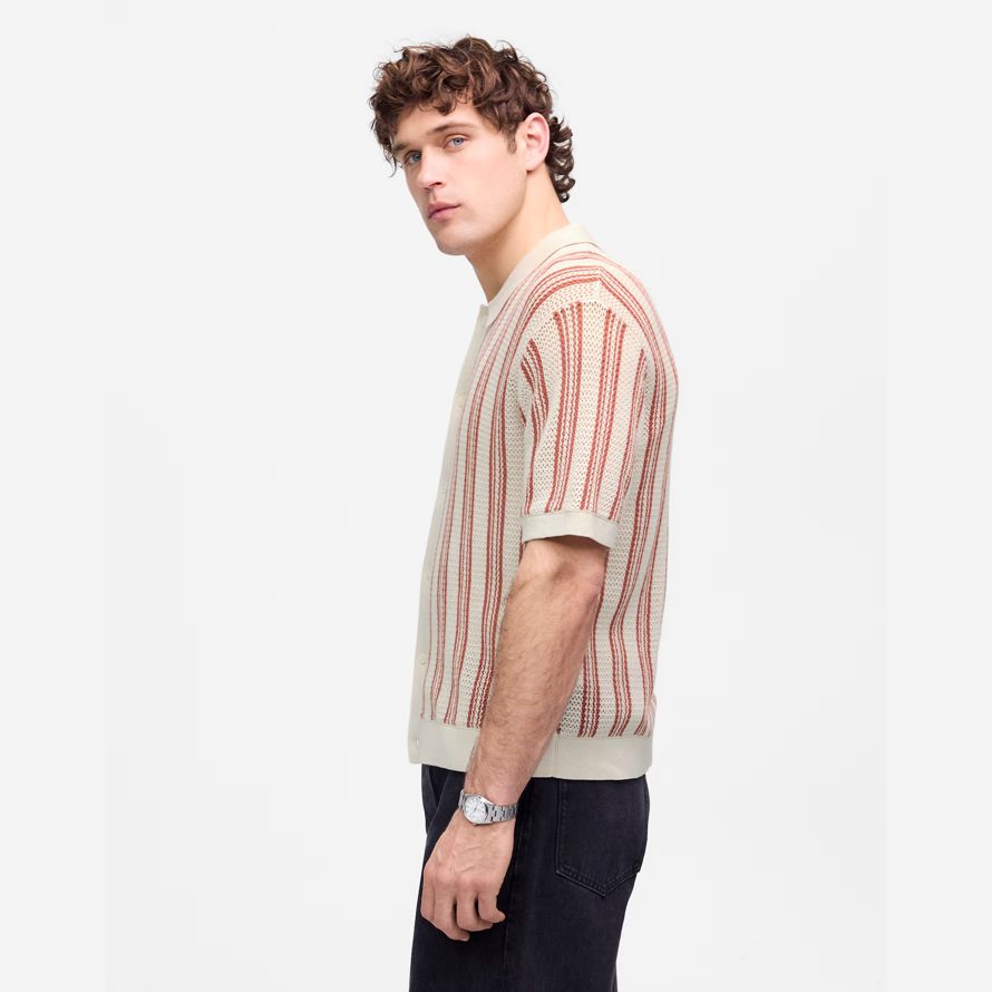 madewell open-stitch-button-up-pullover-herren-polo-beige brown