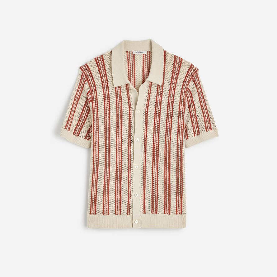 madewell open-stitch-button-up-pullover-herren-polo-beige brown