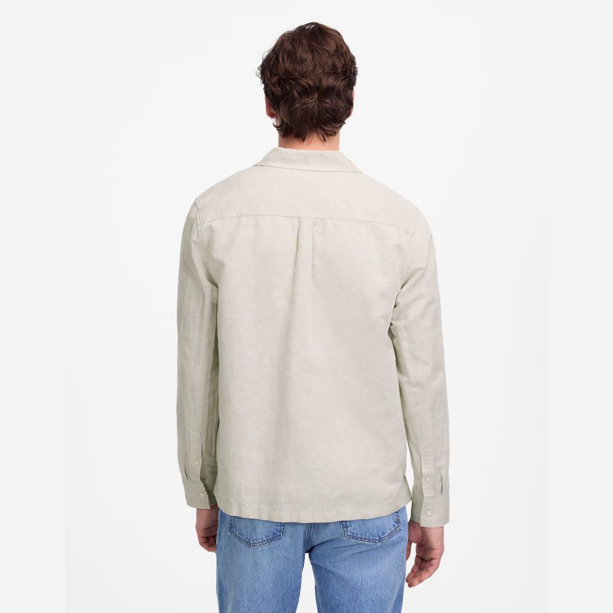 herren madewell button-up baumwoll-leinen-mischung t-shirts beige
