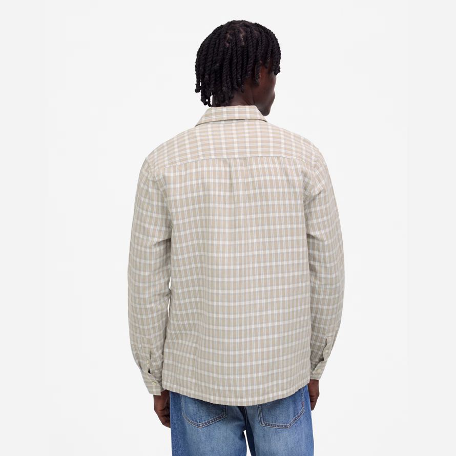 light beige herren madewell button-up baumwoll-leinen-mischung shirts