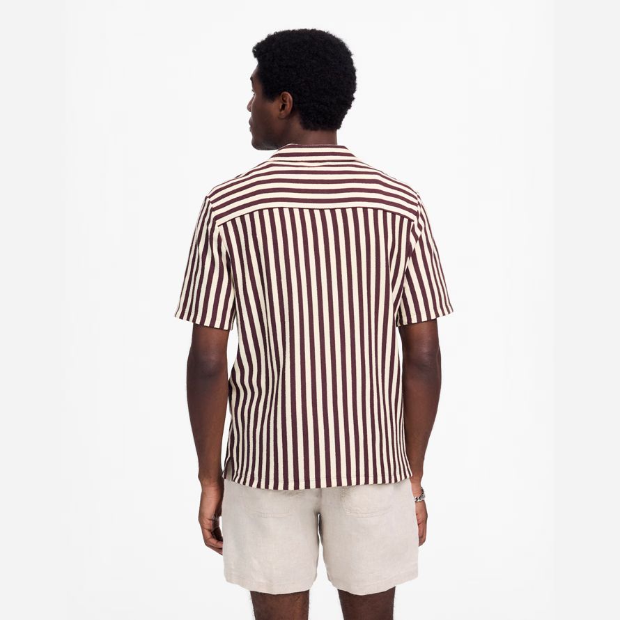 madewell the textured knit camp-kragen herren t-shirts burgund beige