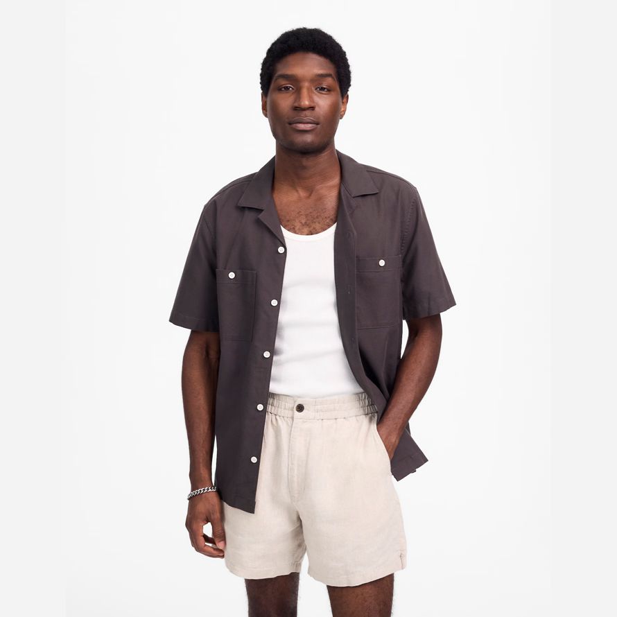 madewell everywear leinen herren shorts beige