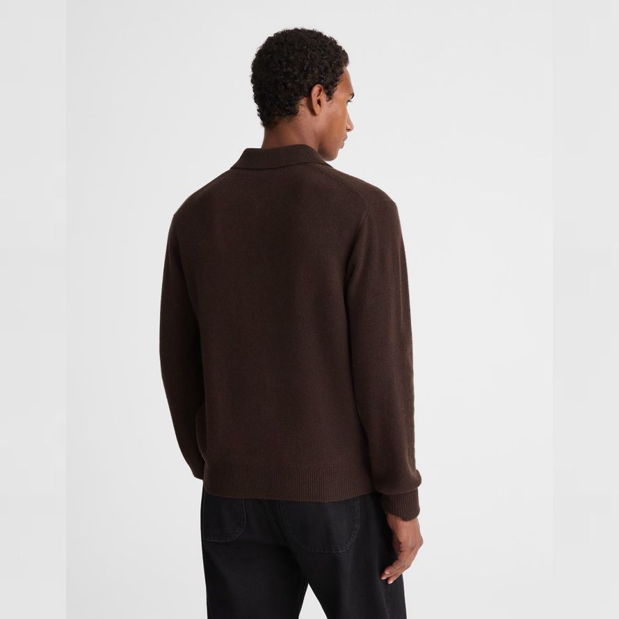 dunkelbraun herren madewell heritage merino wool polo sweater