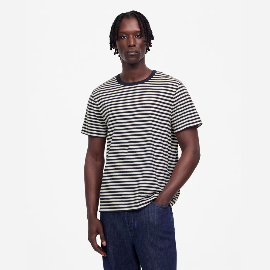 navy weiß herren madewell allday baumwoll-leinen-blend t-shirts