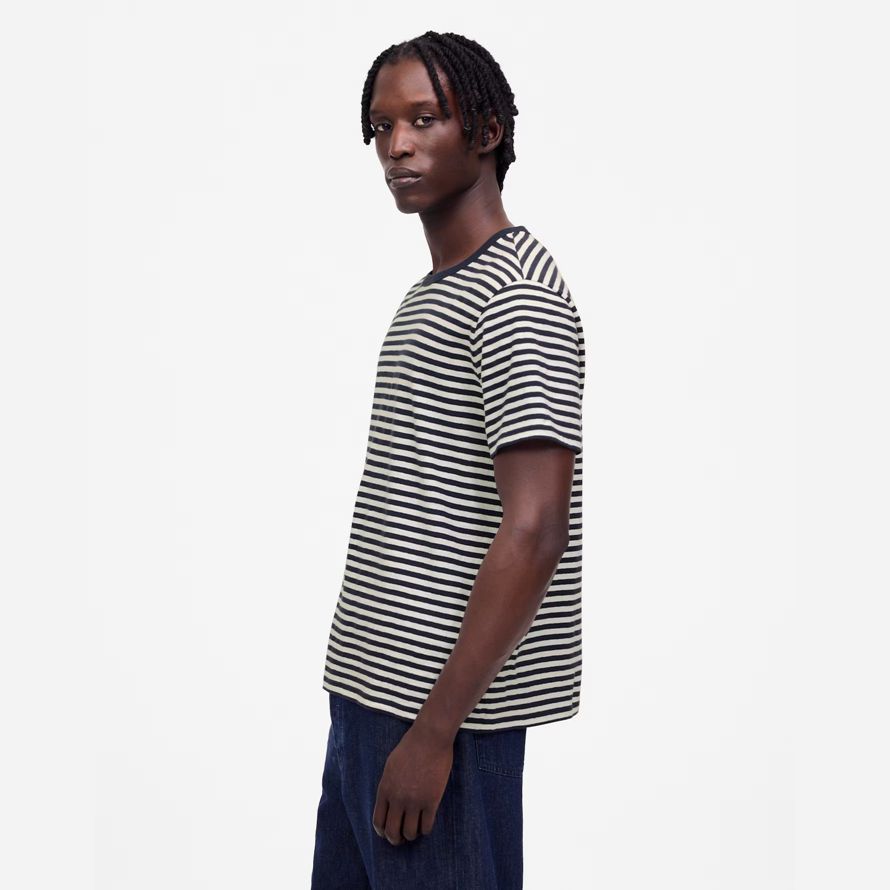navy weiß herren madewell allday baumwoll-leinen-blend t-shirts