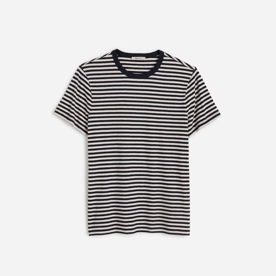 navy weiß herren madewell allday baumwoll-leinen-blend t-shirts