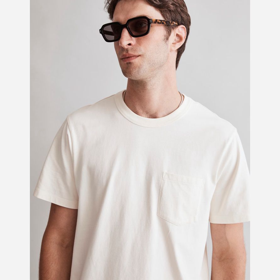 herren madewell garment-dyed allday pocket crewneck t-shirts-creme