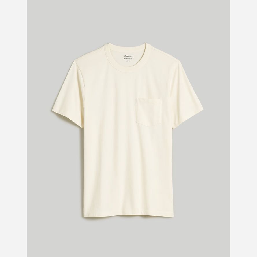 herren madewell garment-dyed allday pocket crewneck t-shirts-creme