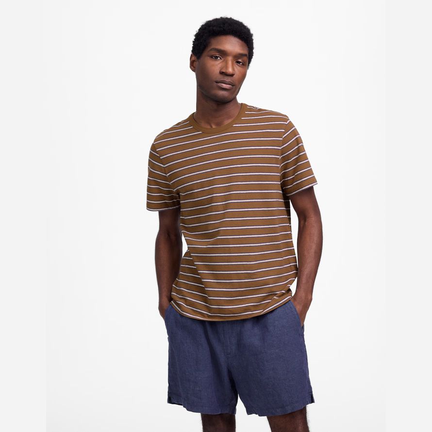 madewell allday baumwoll-leinen-mischung herren t-shirts braun weiß