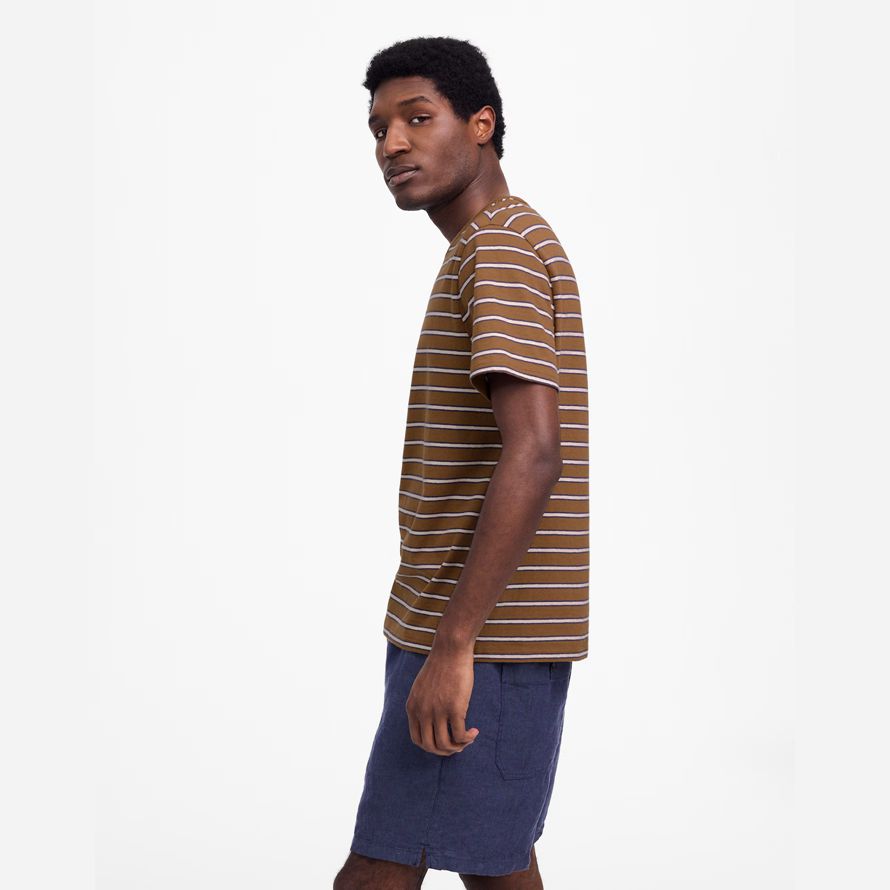 madewell allday baumwoll-leinen-mischung herren t-shirts braun weiß