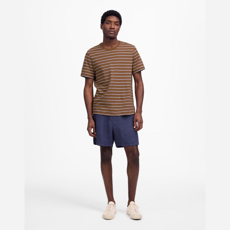 madewell allday baumwoll-leinen-mischung herren t-shirts braun weiß
