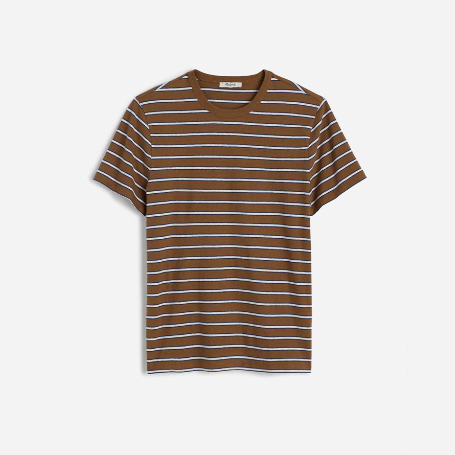 madewell allday baumwoll-leinen-mischung herren t-shirts braun weiß