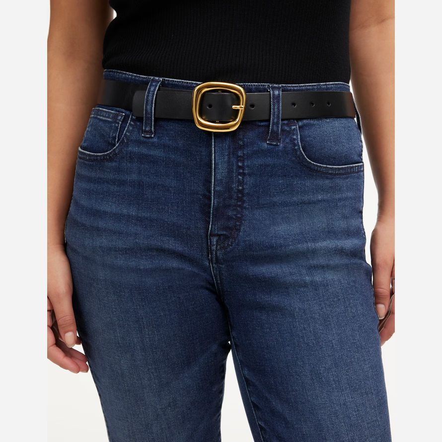 damen madewell skulpturale schnalle gürtel schwarz