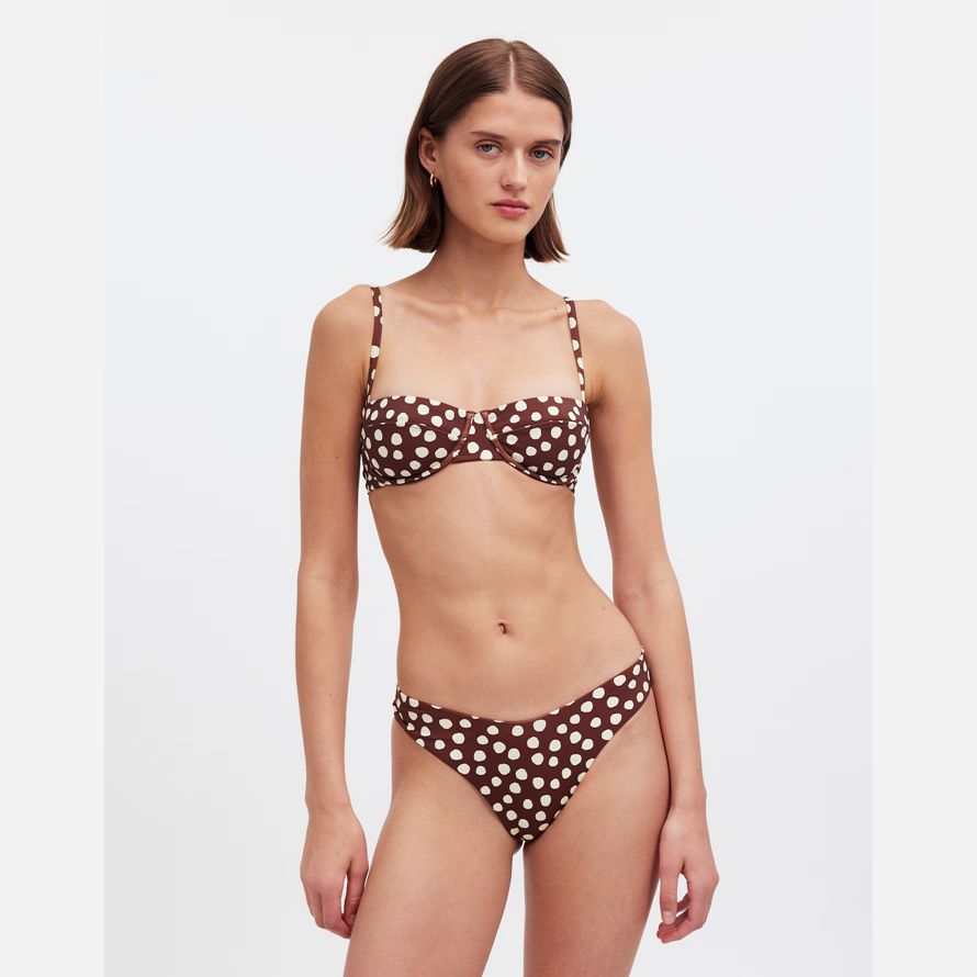 damen madewell zulu amp zephyr johannisbeere spot-bikini-top chocolate white
