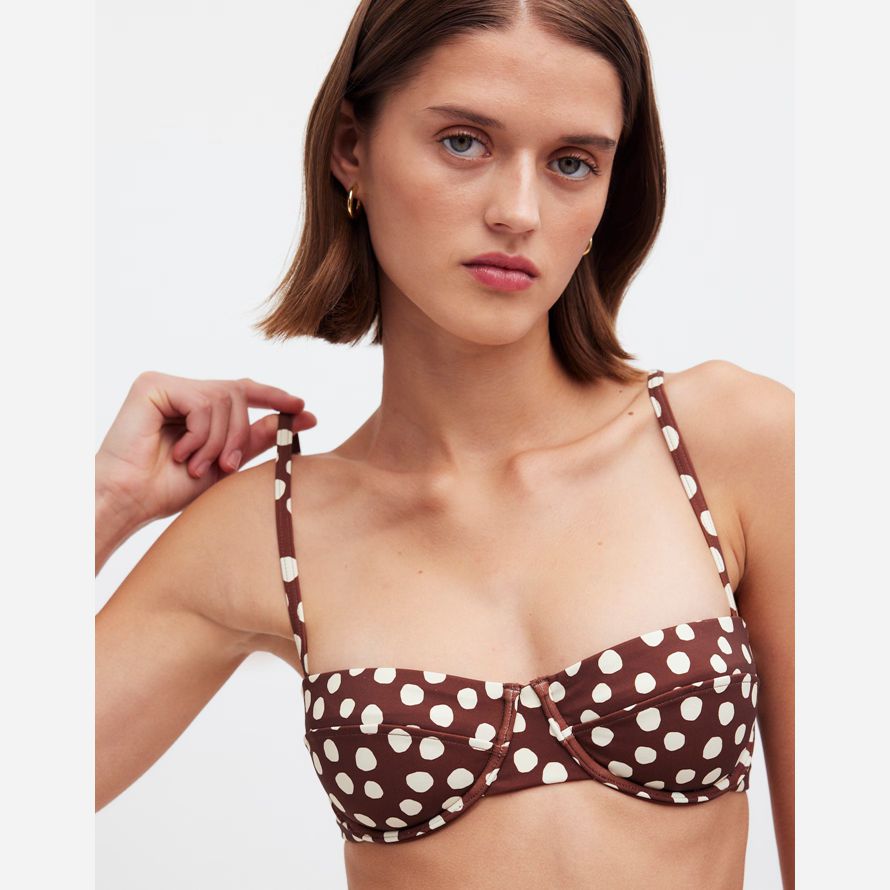 damen madewell zulu amp zephyr johannisbeere spot-bikini-top chocolate white