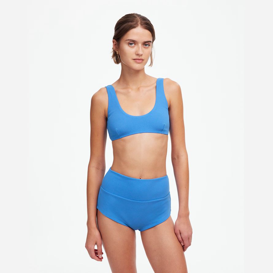 blau madewell zulu amp zephyr dress ocean blue texturierte crop womens bikini-top