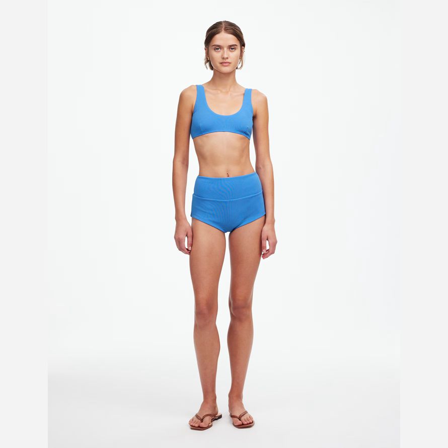 blau madewell zulu amp zephyr dress ocean blue texturierte crop womens bikini-top