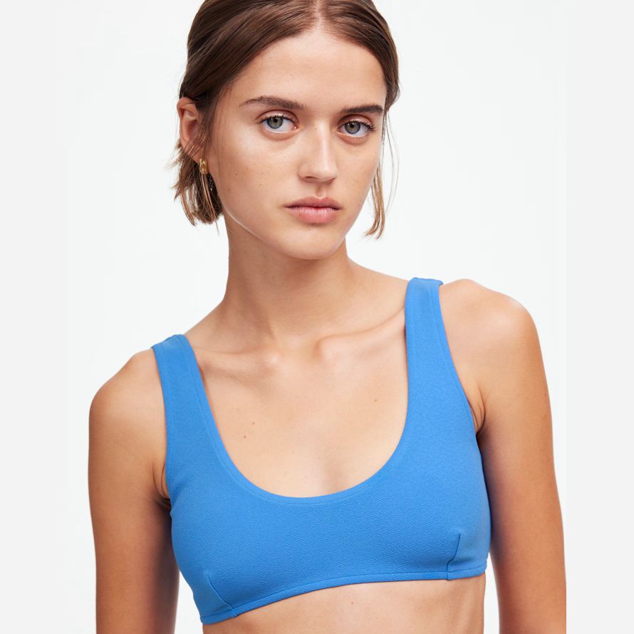blau madewell zulu amp zephyr dress ocean blue texturierte crop womens bikini-top
