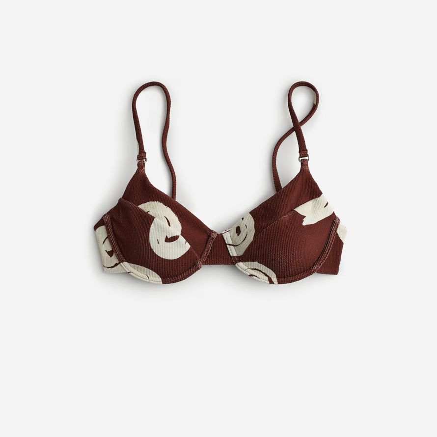 damen madewell zulu amp zephyr kakao swirl texturierte balconette-bikini-top chocolate white