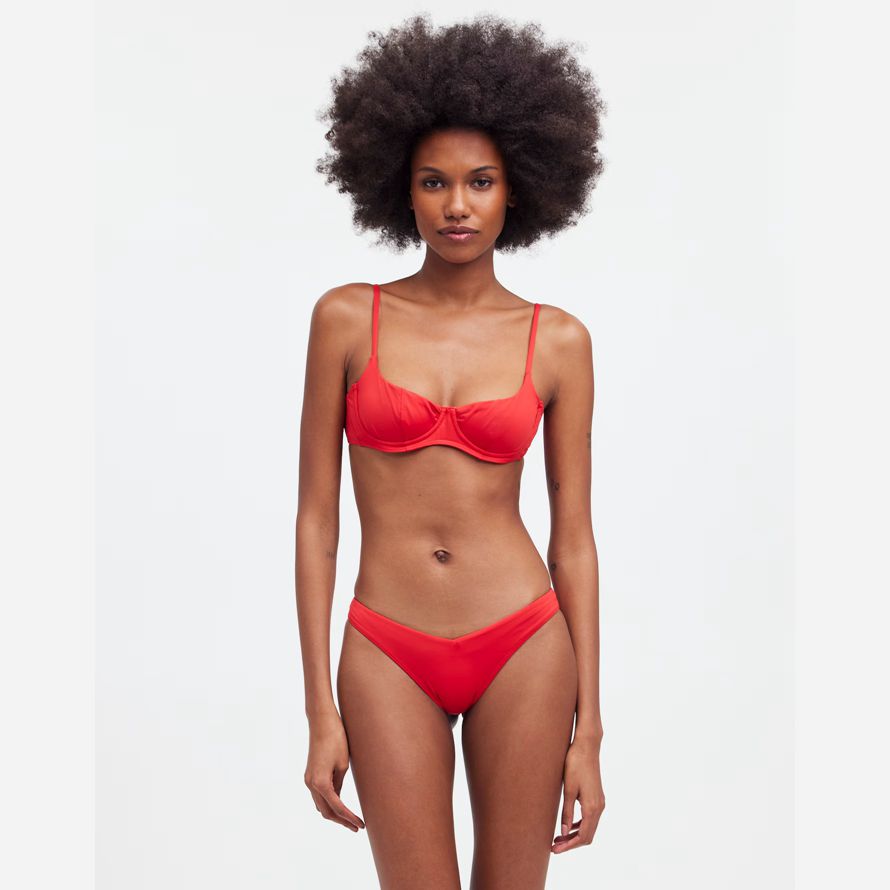 damen madewell frankies bikinis cola underwire balconette-bikini-top-red