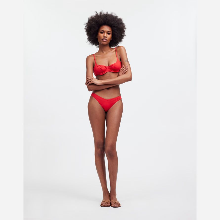 damen madewell frankies bikinis cola underwire balconette-bikini-top-red