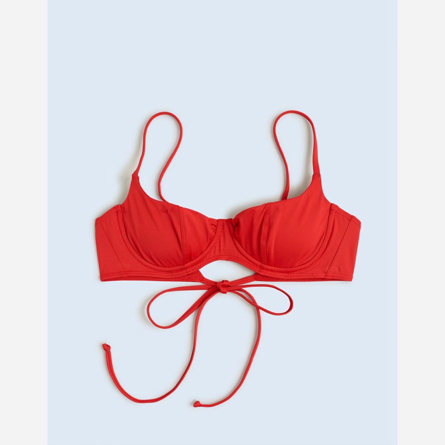 damen madewell frankies bikinis cola underwire balconette-bikini-top-red