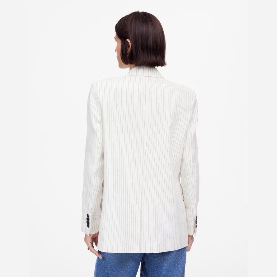 madewell relaxed nadelstreifen-leinen damen-blazer weiß