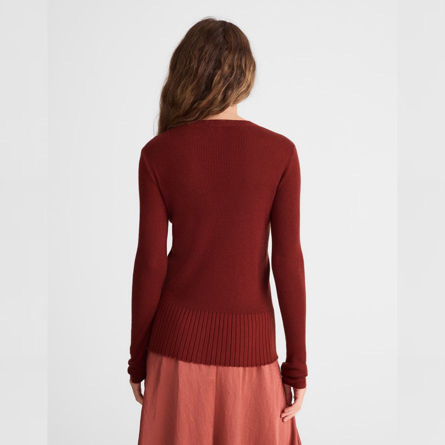 rot braun damen madewell deep v-neck merino-silk blend cardigan