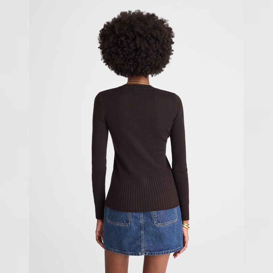 dunkelbraun madewell deep v-neck merino-seide-mischung womens strickjacke