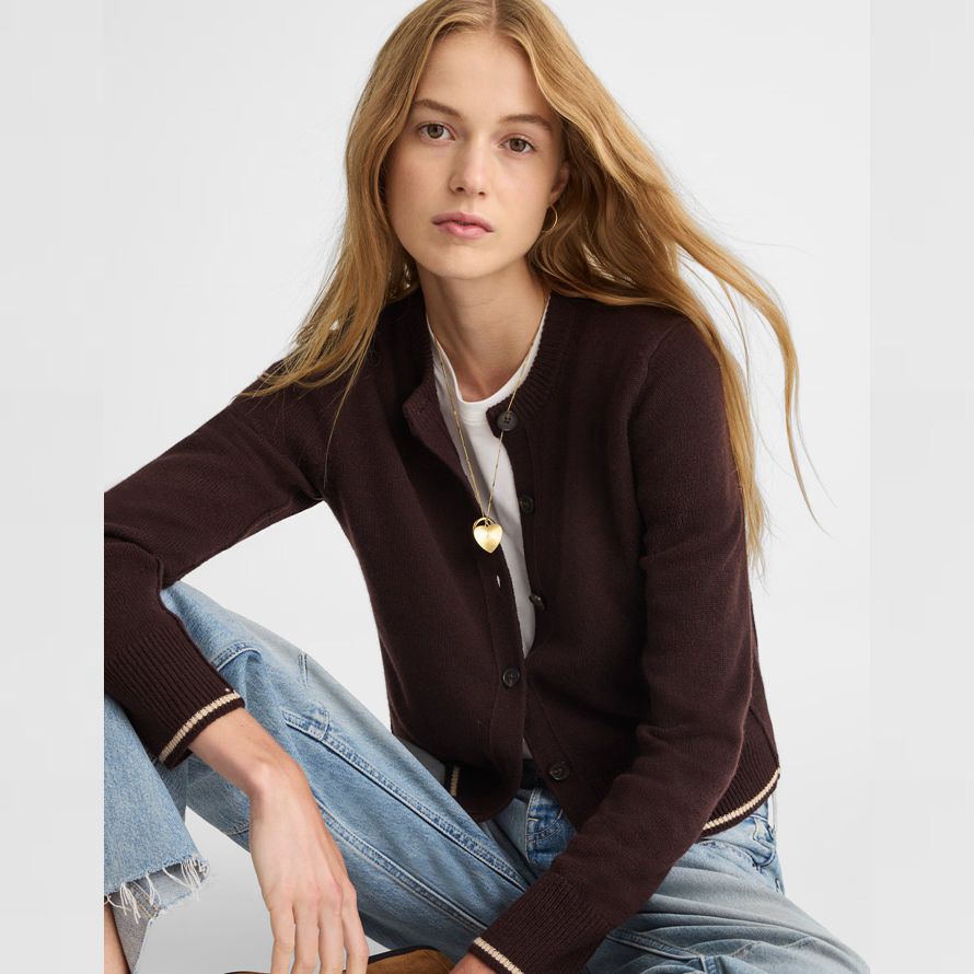 dunkelbraun damen madewell cashmere button-front cardigan