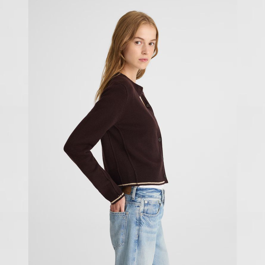 dunkelbraun damen madewell cashmere button-front cardigan
