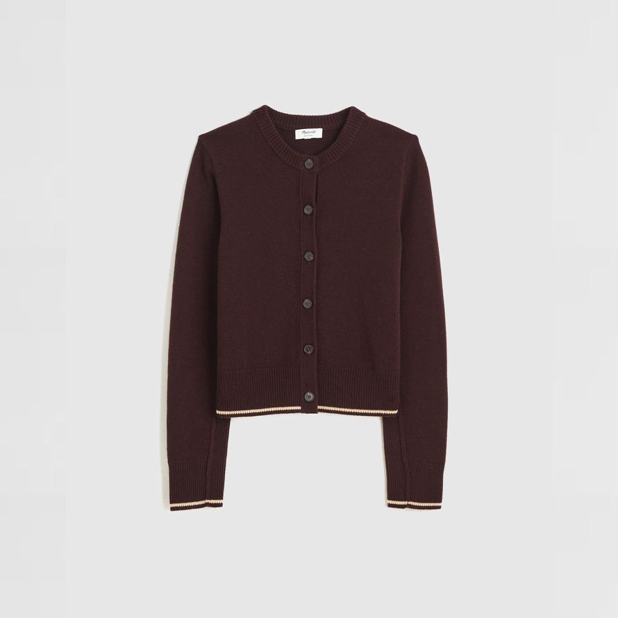 dunkelbraun damen madewell cashmere button-front cardigan