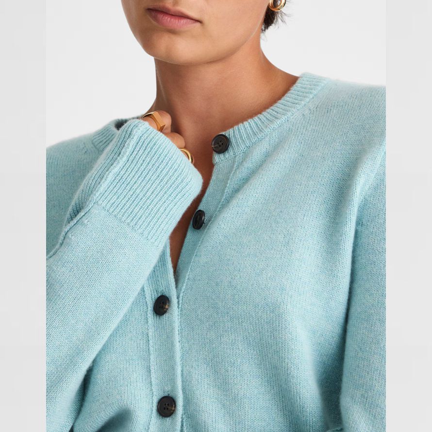 madewell cashmere button-front damen strickjacke light blue