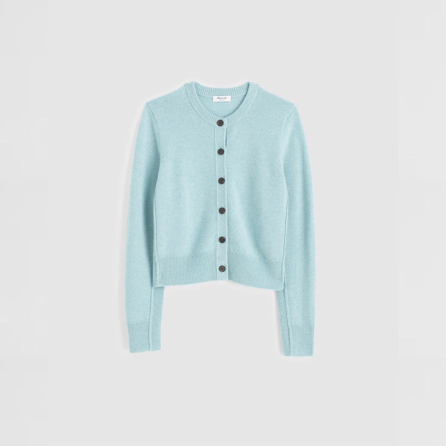 madewell cashmere button-front damen strickjacke light blue