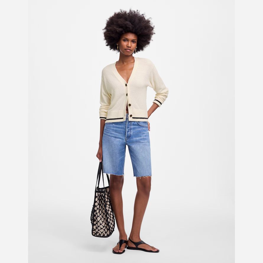 madewell boucl�-stricken damen strickjacke creme