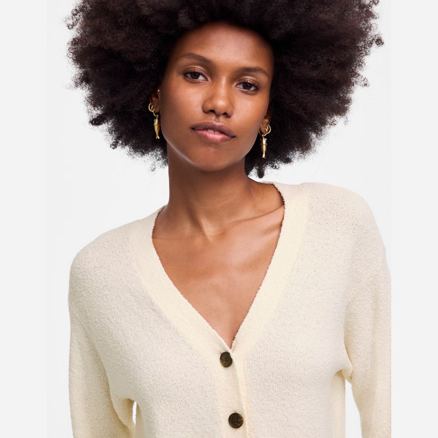 madewell boucl�-stricken damen strickjacke creme